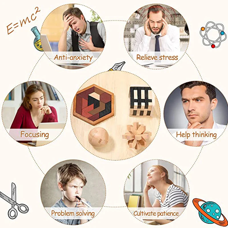 Lu Ban Puzzle Wooden Brain Toys IQ Games Children And Adults Casse Tete Rompecabezas 3D De Madera Juegos De Inteligencia