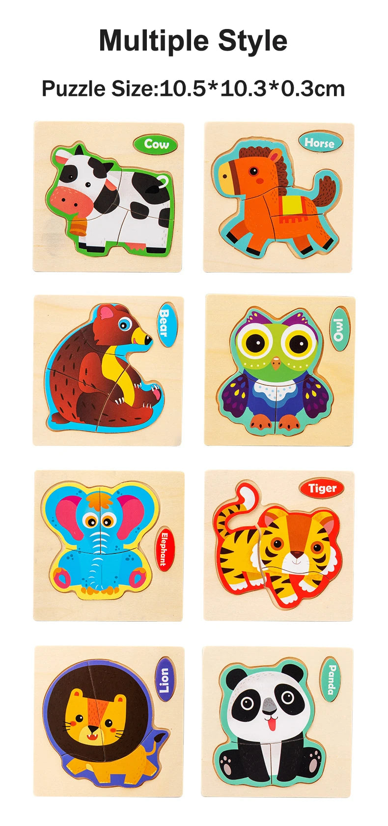 3D Wooden Puzzle Kids Cartoon Animal Traffic Jigsaw Puzzle Montessori Toys for Children Intelligence Early Learning Educational