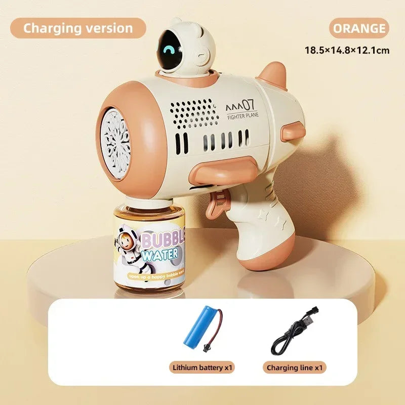 Spaceman Bubble Gun 12 Holes Shape Soap Bubble Blower Maker with Light Bubble Machne Toys for Boys Girls Birthday Gift