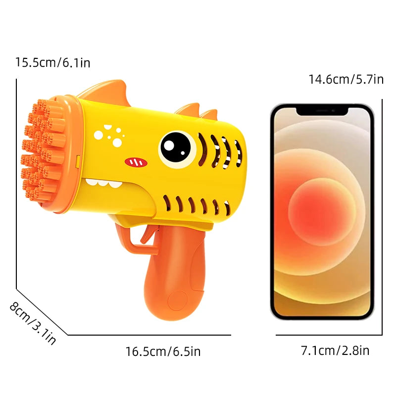 35 hole children's handheld bubble blowing toy dinosaur cartoon electric bubble machine Gatling without battery and bubble water