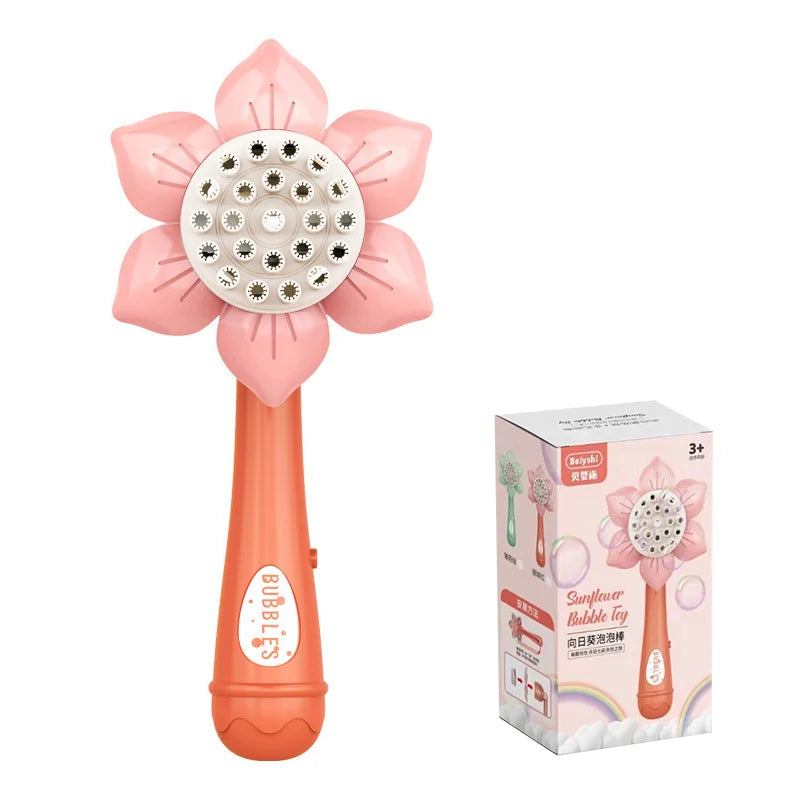 Bubble Machine Sunflower 23 Hole Electric Automatic Bubbles Gun Soap Blowering Outdoor Party Toys for Girls Children Xmas Gifts