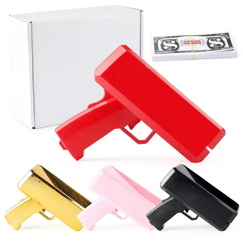 Automatic Electric Money Gun, Battery Powered Cash Shooter Toy with 100PCS Fake Bills for Party Wedding Celebration