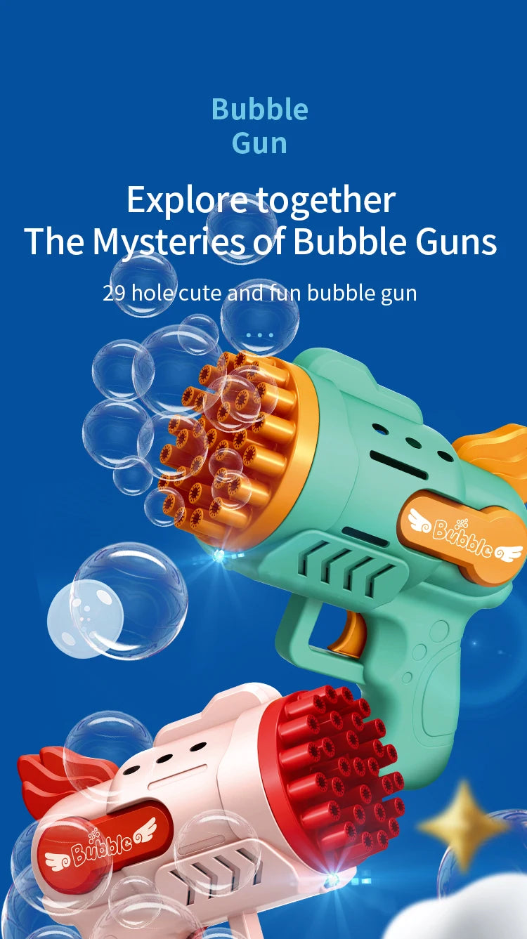 Clearance_Light-Up Bubble Gun - 29-Hole Gatling Blaster for Boys & Girls 6-14 Years Old(Batteries & Bubble Liquid Not Included)_