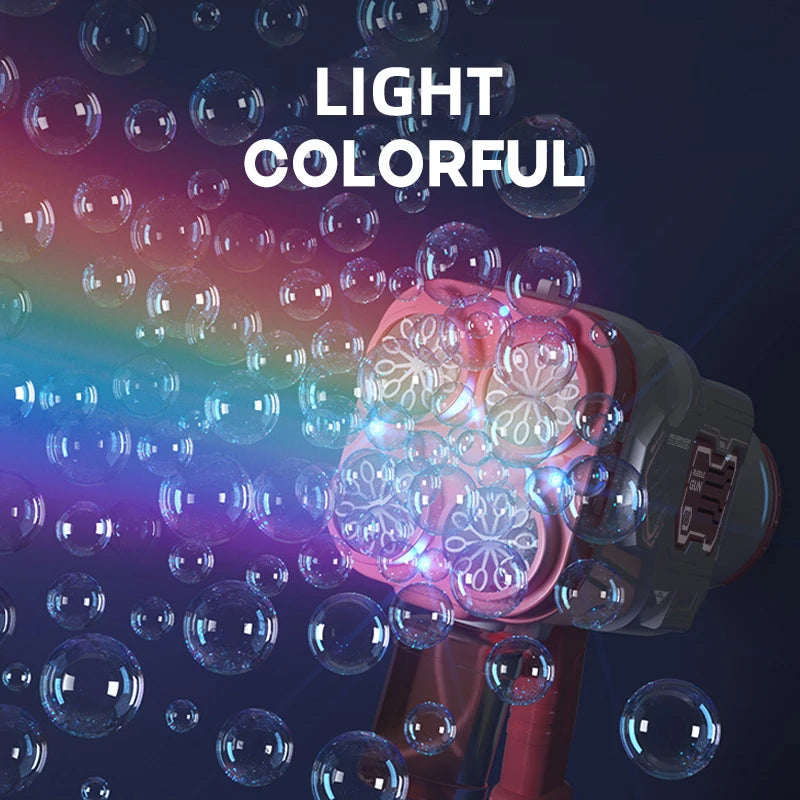 40 Holes Full Automatic Bubble Gun Toys For Kids Colorful Lights Soap Bubble Machine Outdoor Wedding Party Toy Games Gift
