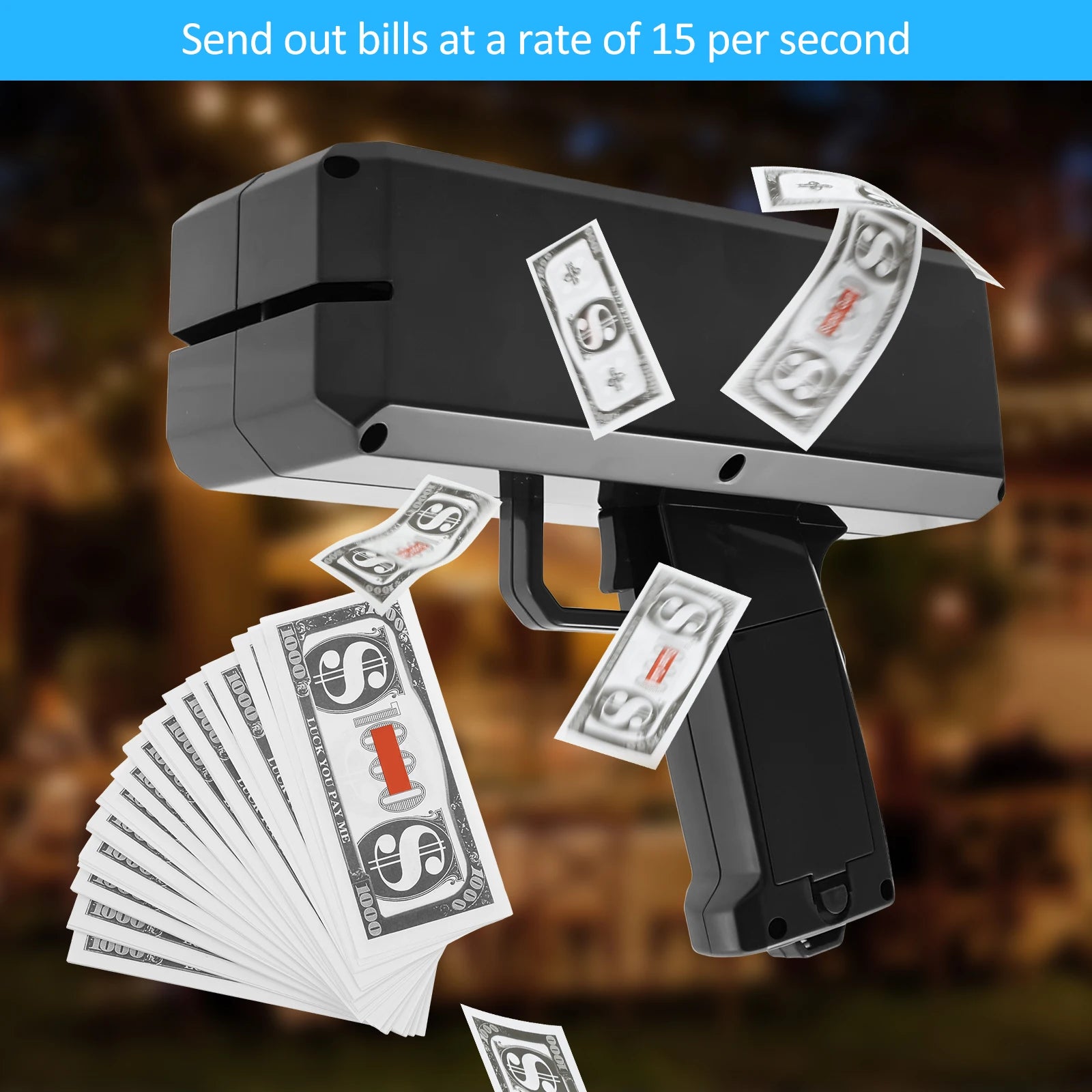 Handheld Cash Shooter Party Supplies Celebration Spray Money Gun Money Spray Tool with 200 Prop Cash For Wedding Birthday Game