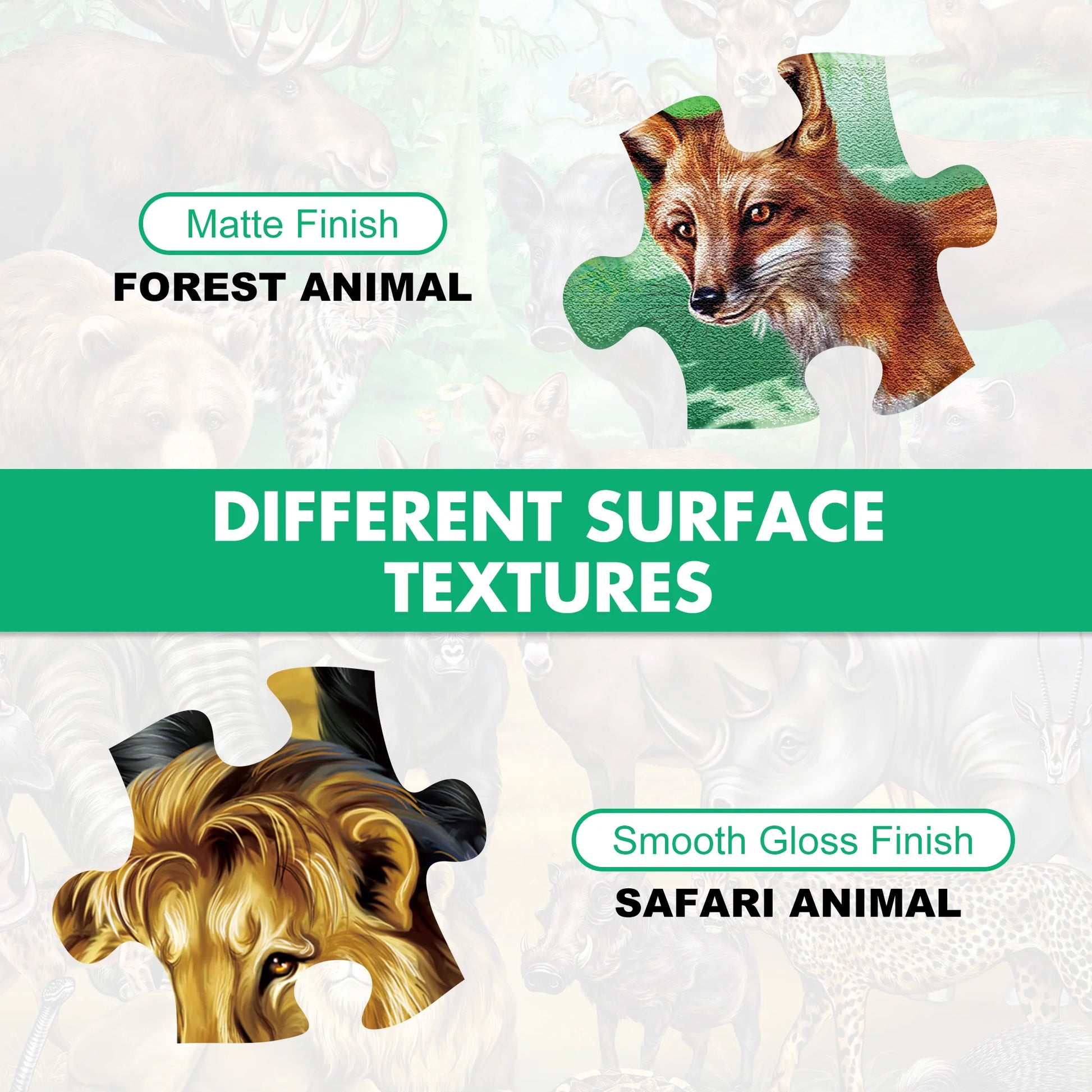 Puzzles for Kids Ages, Double Sided 100 Piece Puzzles, 2 in 1 Puzzle, Wild Animals, Learning Educational Jigsaw Puzzles Toys