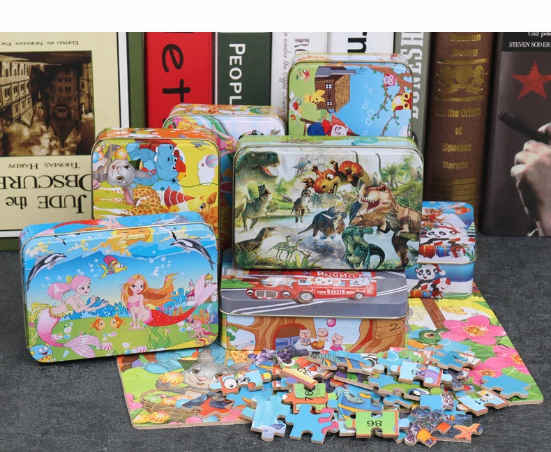 100 Pieces Puzzles for Kids Cartoon Animal Dinosaur Jigsaw Puzzle Montessori Games Children Educational Toys for Boys Girls