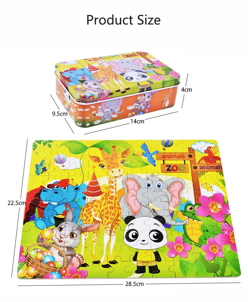 100 Pieces Puzzles for Kids Cartoon Animal Dinosaur Jigsaw Puzzle Montessori Games Children Educational Toys for Boys Girls