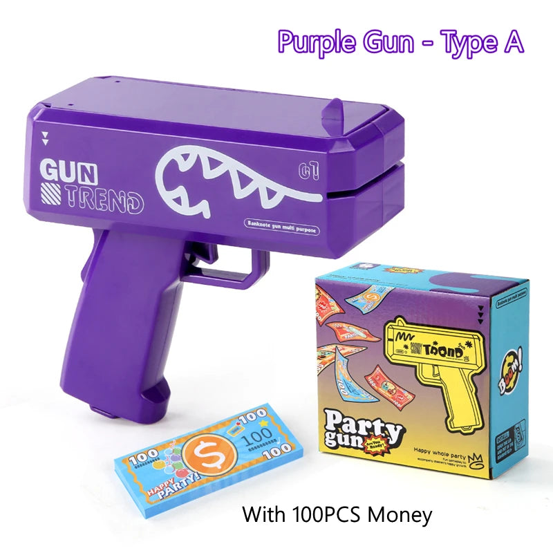 Cute Mini Prop Money Gun Paper Playing Spary Cash Shooter Gun Wedding Birthday Bachelor Party Celebration Supplies Kids Toys