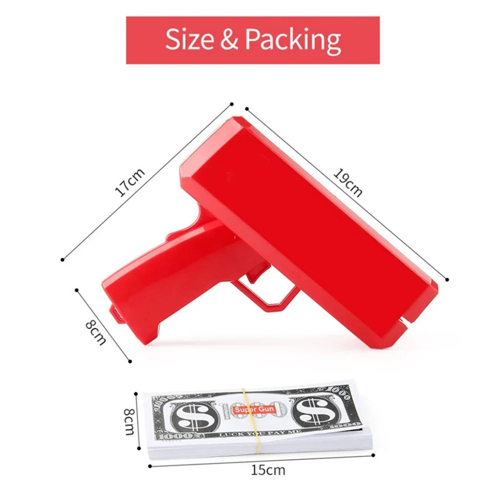 Money Shooter Gun That Look Real Fake Money Gun Shooter with Prop Money Handheld Spary Cash Gun for Game Movies Party Supplies