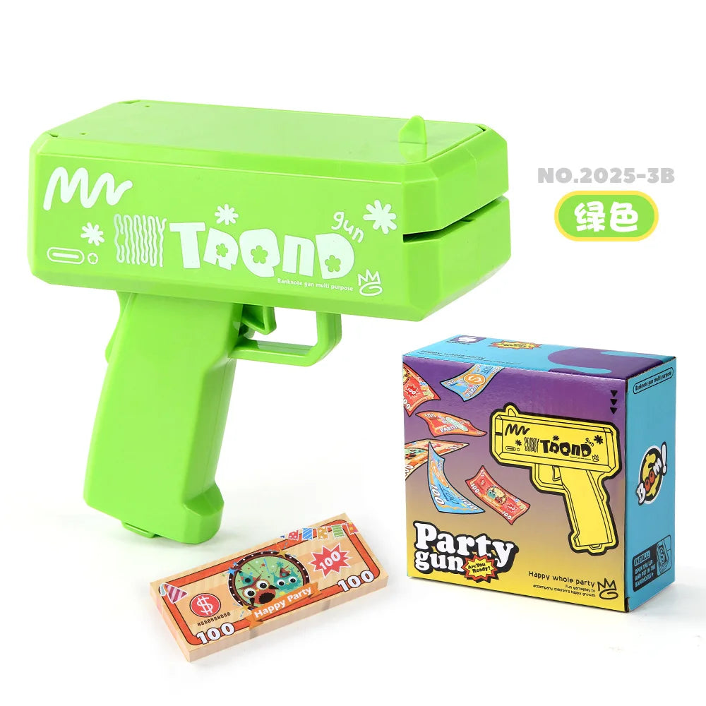 Banknote gun game toys Funny toys Pistol Party Golden Money Gun Party toys Games Wedding Golden Money gun celebrate toy Cash