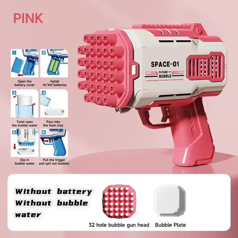 32 hole bubble gun toy parent-child interactive game with a large number of bubble toys Bubble gun without battery Bubble water