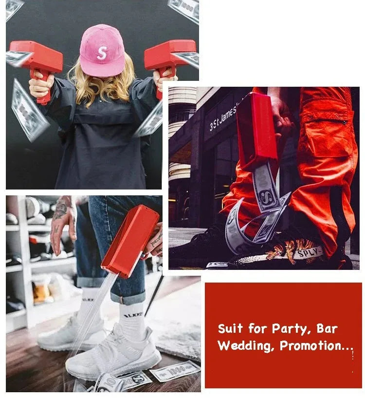 Handheld Cash Shooter for Wedding Bachelor Props Party Birthday Game Movies Supplies Celebration Spray Money Gun