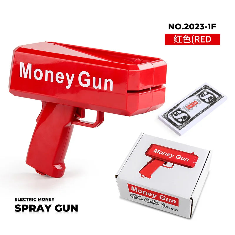 1PC Shoot Money Gun with 100PCS Toy Banknotes, Party Banknote Pistol Paper Money Shooter Interactive Game Showers of Cash