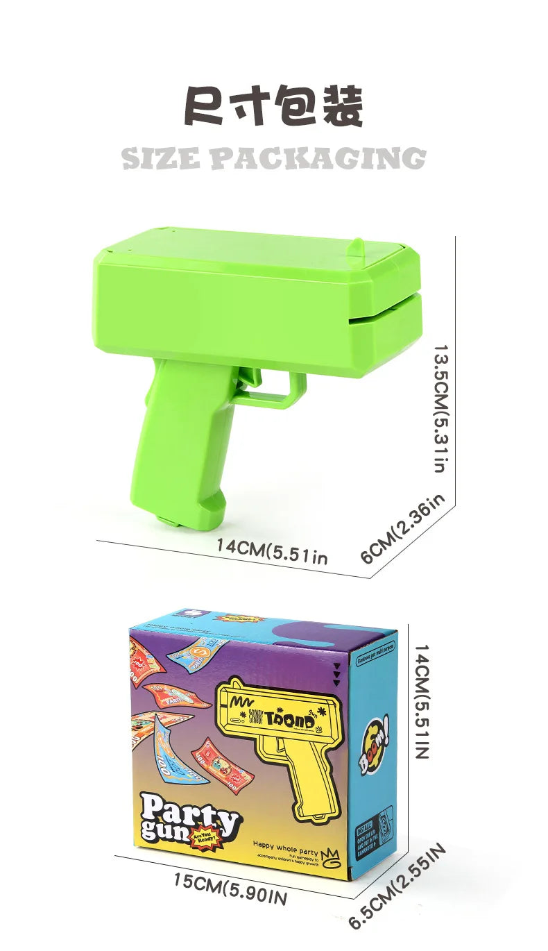 Banknote gun game toys Funny toys Pistol Party Golden Money Gun Party toys Games Wedding Golden Money gun celebrate toy Cash