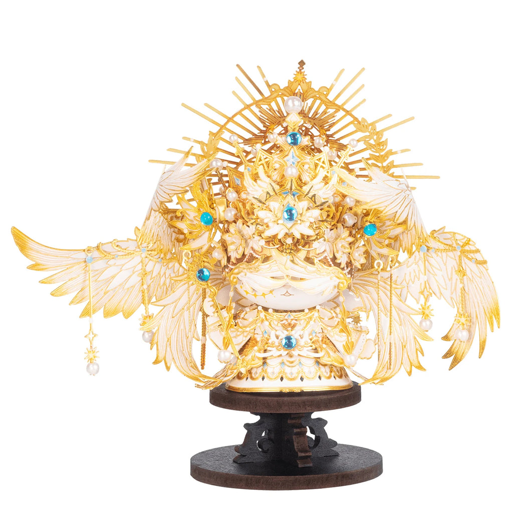 MU X MIAO SPACE Angel Cat 3D Metal Puzzle DIY Handcraft Educational Puzzle Toy Desktop Office Decoration Stress Relief Gift for