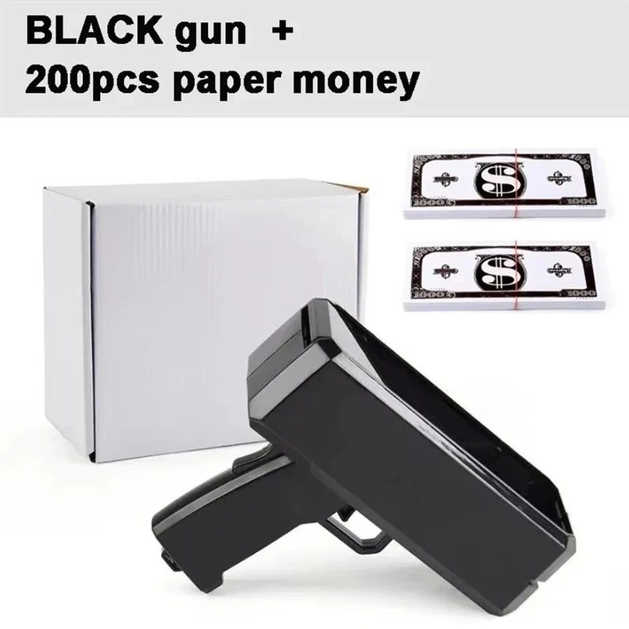 Money Shooter Gun That Look Real Fake Money Gun Shooter with Prop Money Handheld Spary Cash Gun for Game Movies Party Supplies