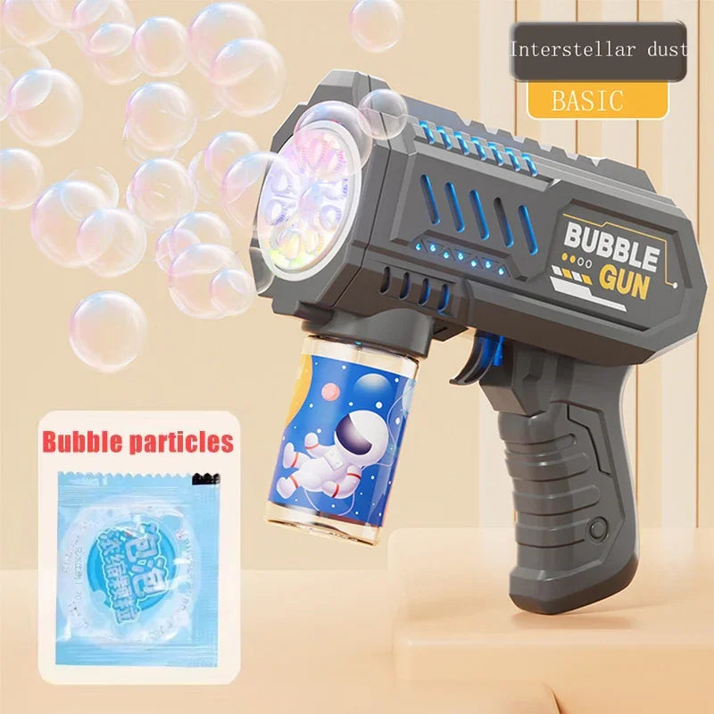 6-hole Dinosaur Bubble Machine Electric Bubble Gun with Light Fully Automatic Bubble Gun Automatic Soap Blower Outdoor Game Toy