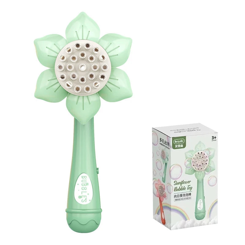 Bubble Machine Sunflower 23 Hole Electric Automatic Bubbles Gun Soap Blowering Outdoor Party Toys for Girls Children Xmas Gifts