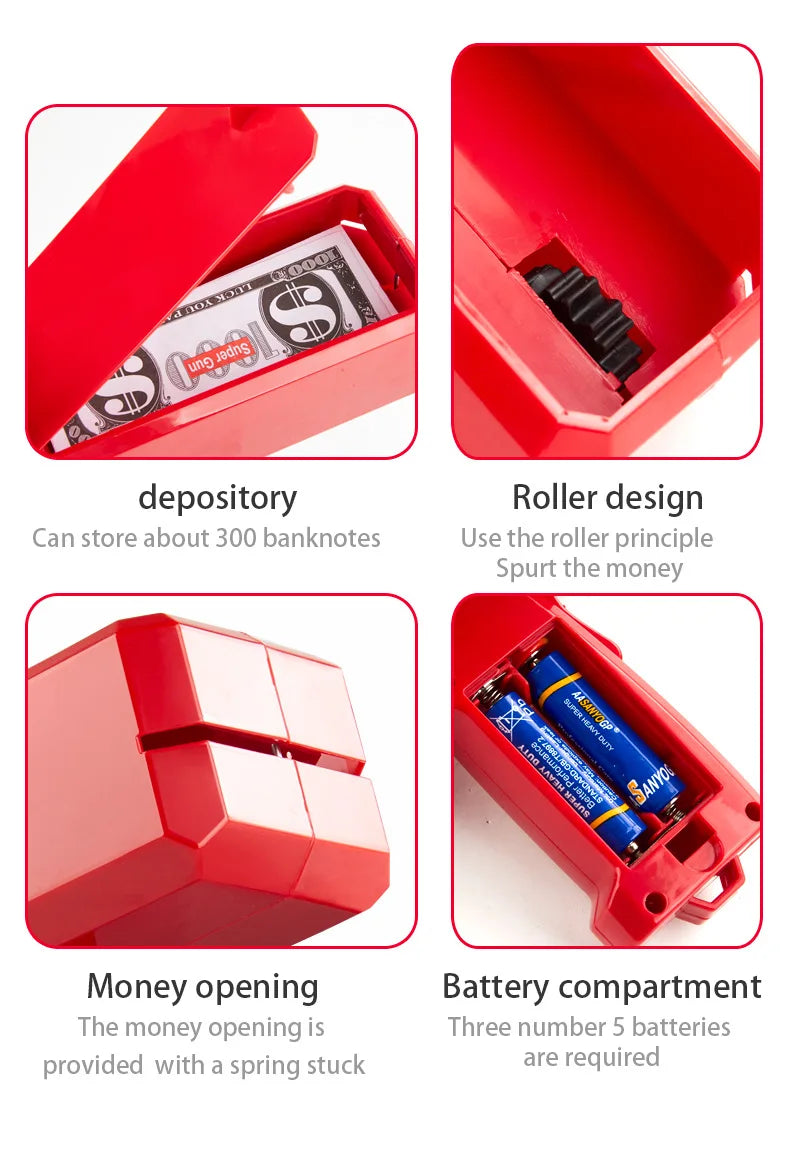 1 SET Banknote gun Party Game prop toys Relieve stress celebrate Movies Bachelor Prop Party Supplies Celebration Spray Money Gun