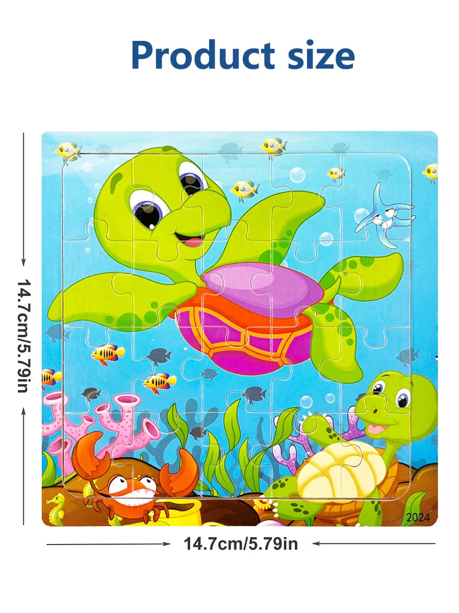 1pc 14.7cm/5.79in Wooden Jigsaw Puzzle Transportation Vehicle Marine Animal Style Puzzles Game Kids Educational Toy for Children