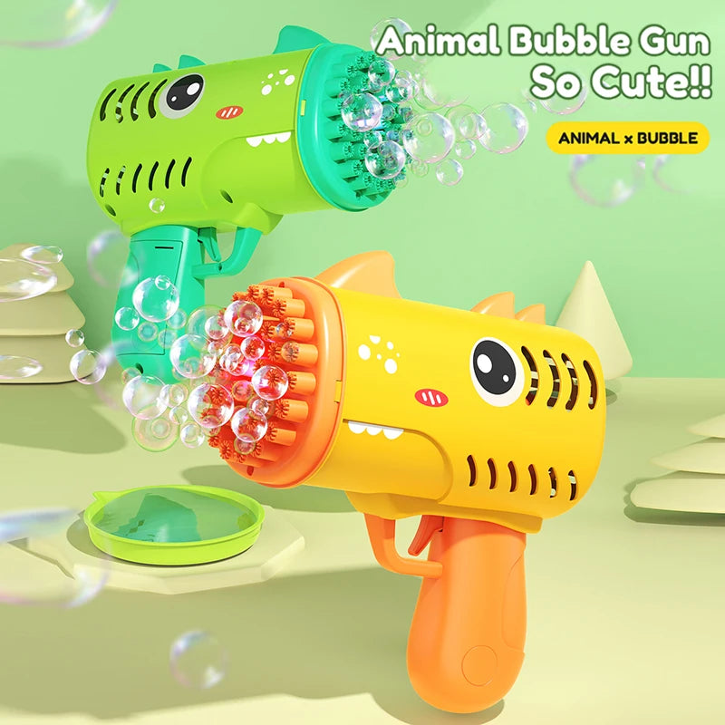35 hole children's handheld bubble blowing toy dinosaur cartoon electric bubble machine Gatling without battery and bubble water
