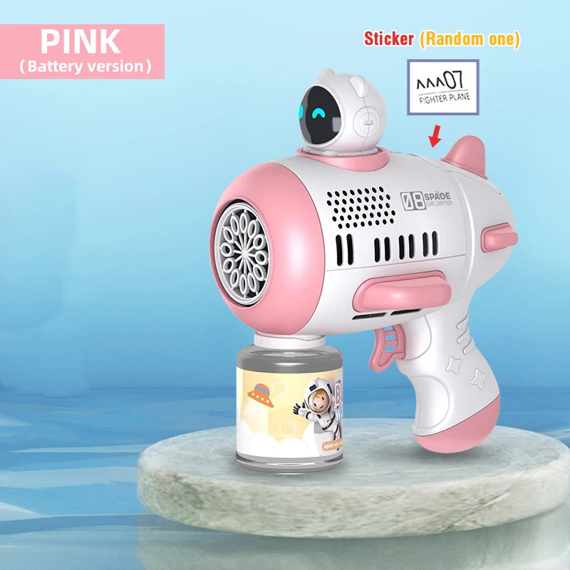 Spaceman Bubble Gun 12 Holes Shape Soap Bubble Blower Maker with Light Bubble Machne Toys for Boys Girls Birthday Gift
