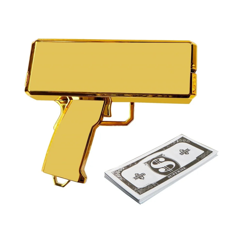 Money Shooter Gun That Look Real Fake Money Gun Shooter with Prop Money Handheld Spary Cash Gun for Game Movies Party Supplies
