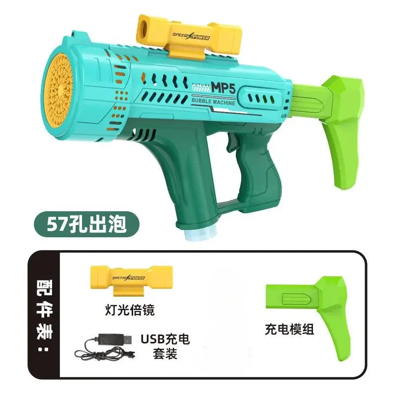 New fully automatic 57 hole new energy electric colorful light bubble gun children's outdoor interactive toy