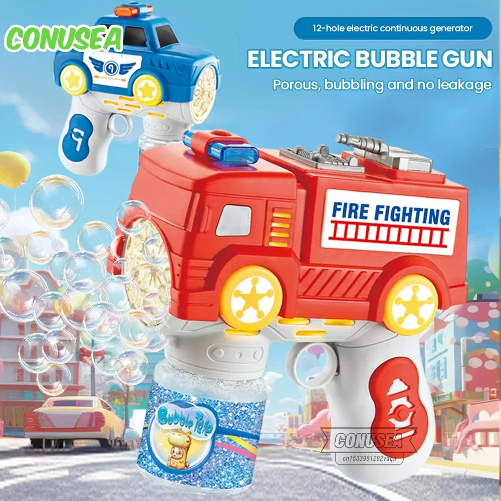 Bubbles Car Firetruck Electric Bubble Machine Police Truck Police Car Soap Bubbles Guns Kids Outdoor Games Party Toys Boys Girls