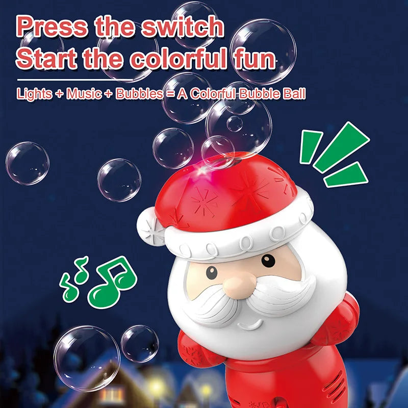 Christmas Fully Automatic Bubble Gun Toy Santa Claus Snowman Bubbles Stick Soap Bubbles Party Toy Kids Children's Birthdays Gift