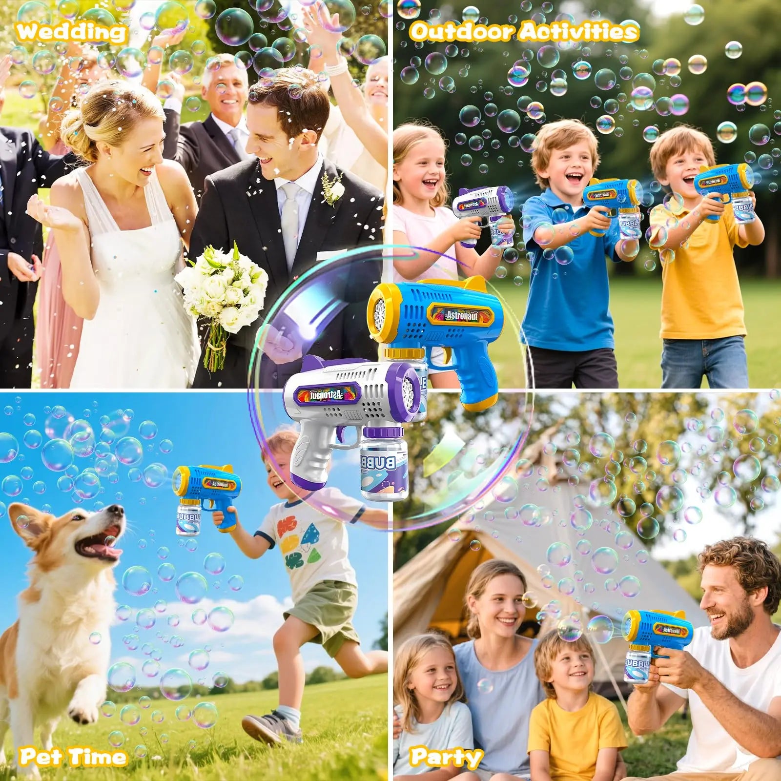 8 Hole Bubble Gun, Automatic Bubble Machine Children No-spill bubble toy Portable Park Bubble Blower for Kids