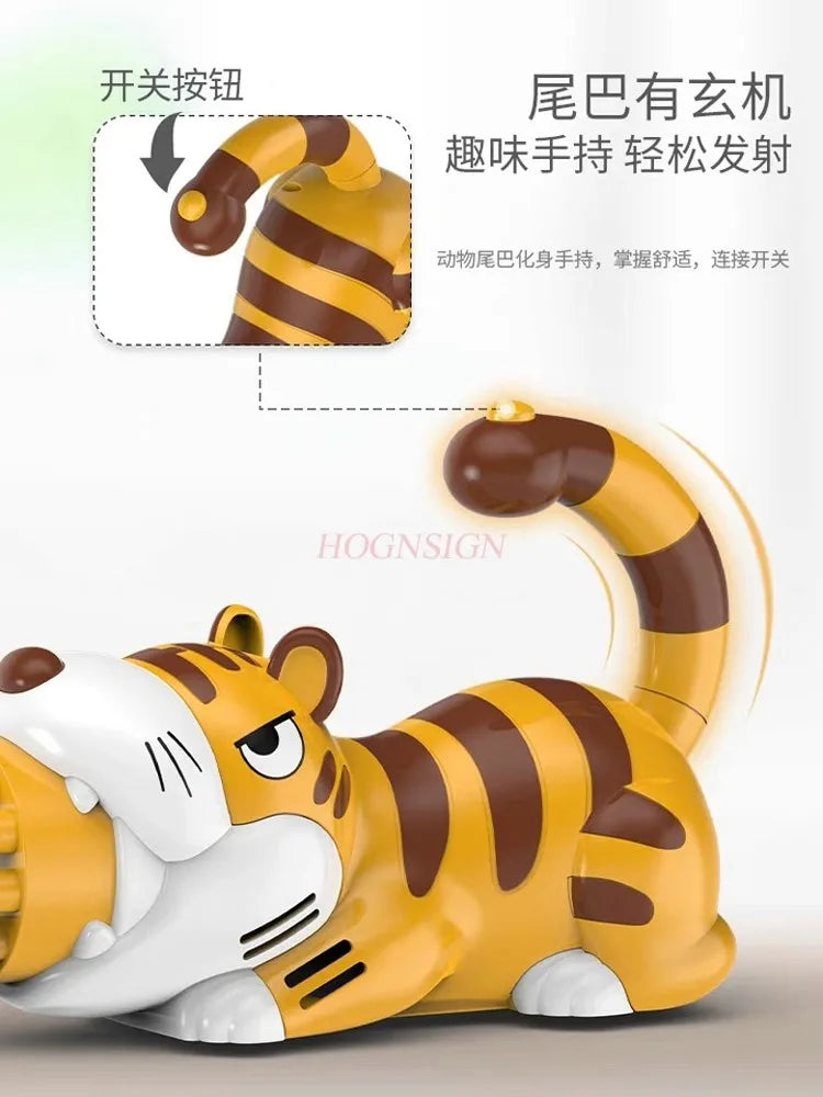 Tiger Blowing Bubble Machine Children's Handheld Gatling Machine Gun Electric Girl Heart Pop Toy