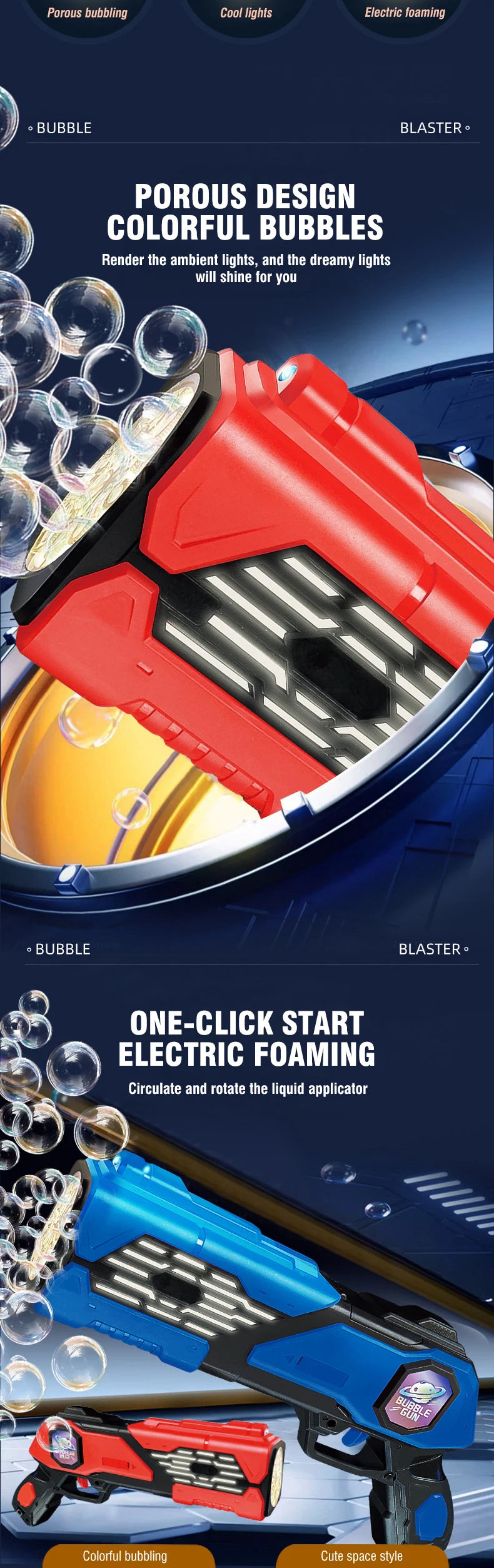 Electric Bubble Gun Automatic Space Soap Bubble Machine Kids Toy Soap Bubble Maker Blower Toys for Novel Children Outdoor Toy