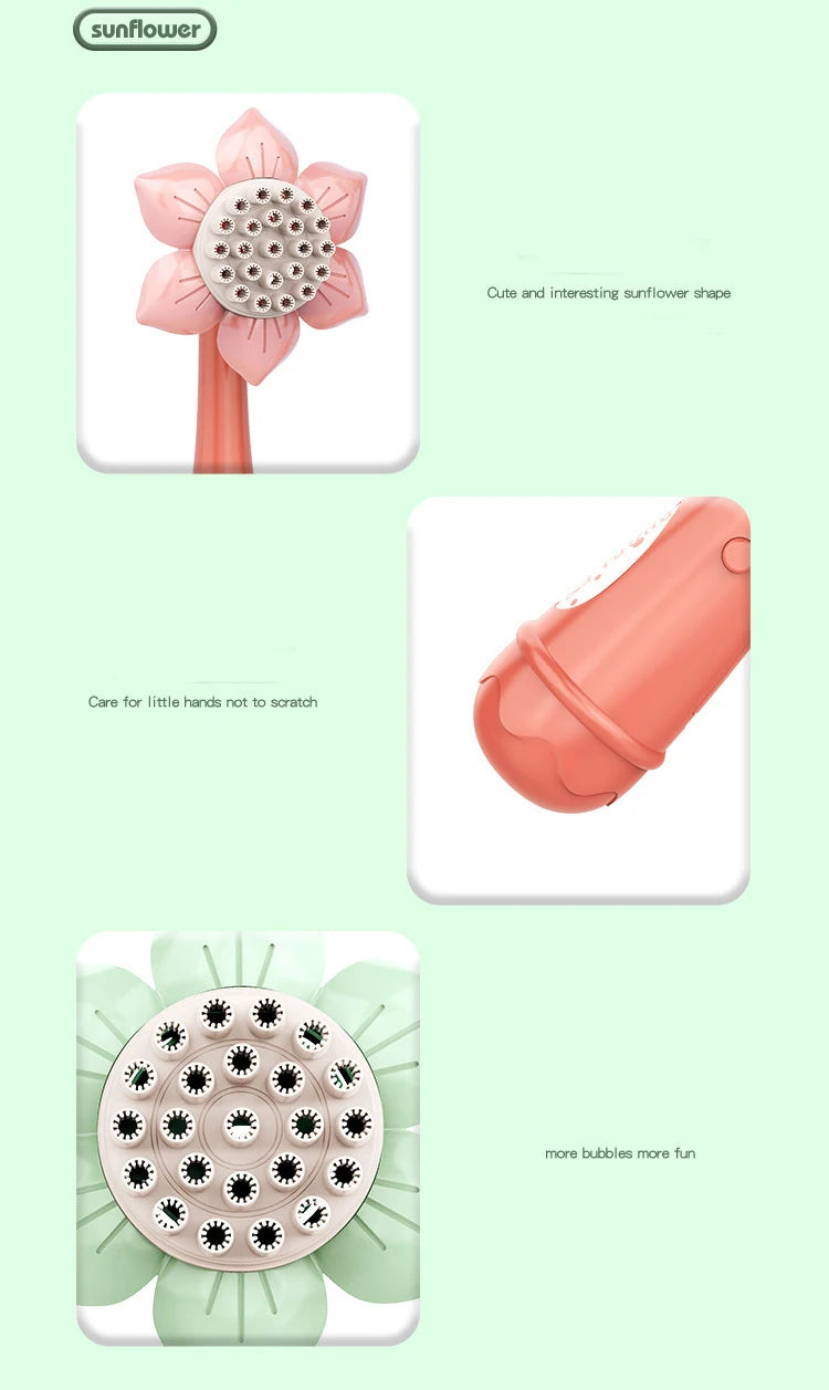 Bubble Machine Sunflower 23 Hole Electric Automatic Bubbles Gun Soap Blowering Outdoor Party Toys for Girls Children Xmas Gifts