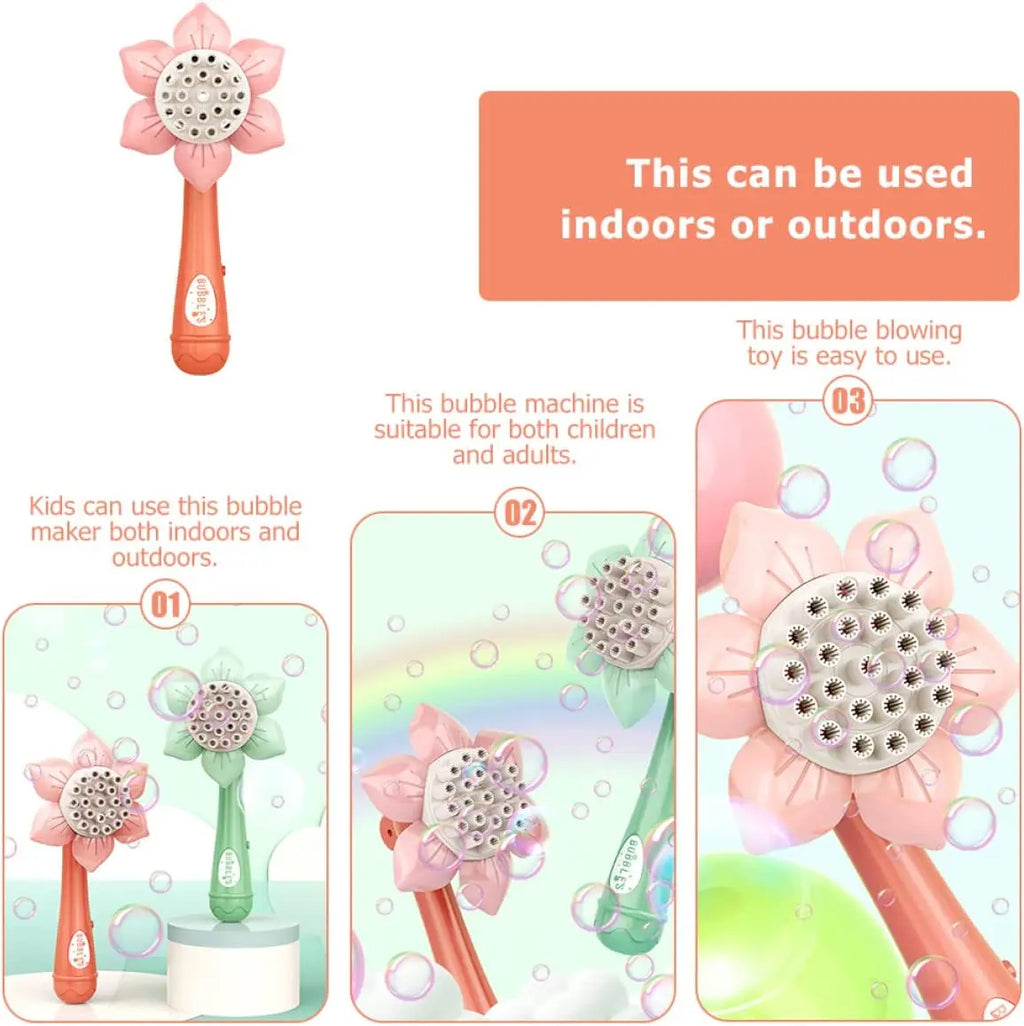 Bubble Machine Sunflower 23 Hole Electric Automatic Bubbles Gun Soap Blowering Outdoor Party Toys for Girls Children Xmas Gifts
