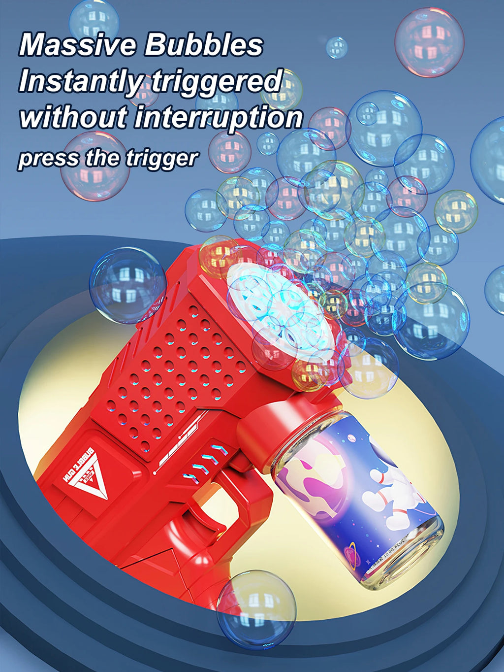 10 hole handheld fully automatic Gatling children's blowing bubble gun bubble machine without battery and bubble water