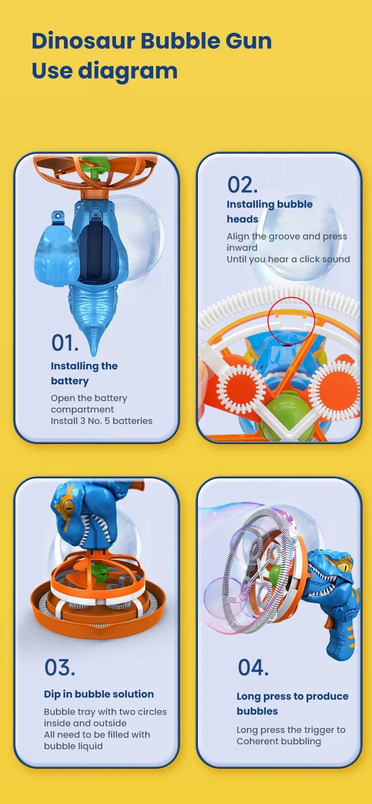 2 In 1 Large Bubbles Dinosaur Soap Bubble Electric Gun Toy Children's Outdoor party Interactive Games for Kids Boys Girls kids