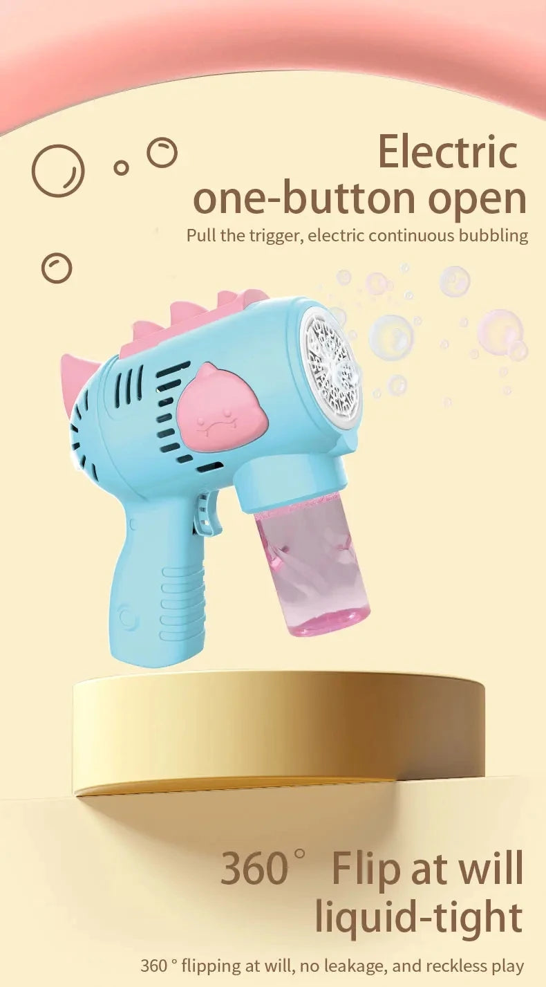 New Dinosaur Electric Automatic Light Bubble Machine Bubble Gun Summer Beach Bathing Outdoor Games Children's Gift Toys