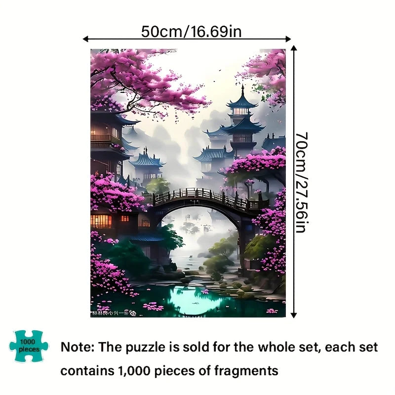 1000 Pieces Jigsaw Puzzle for Adults Peach Blossom Spring Environmentally Friendly Paper Christmas Gift Toy 19.7 x 27.6 inches