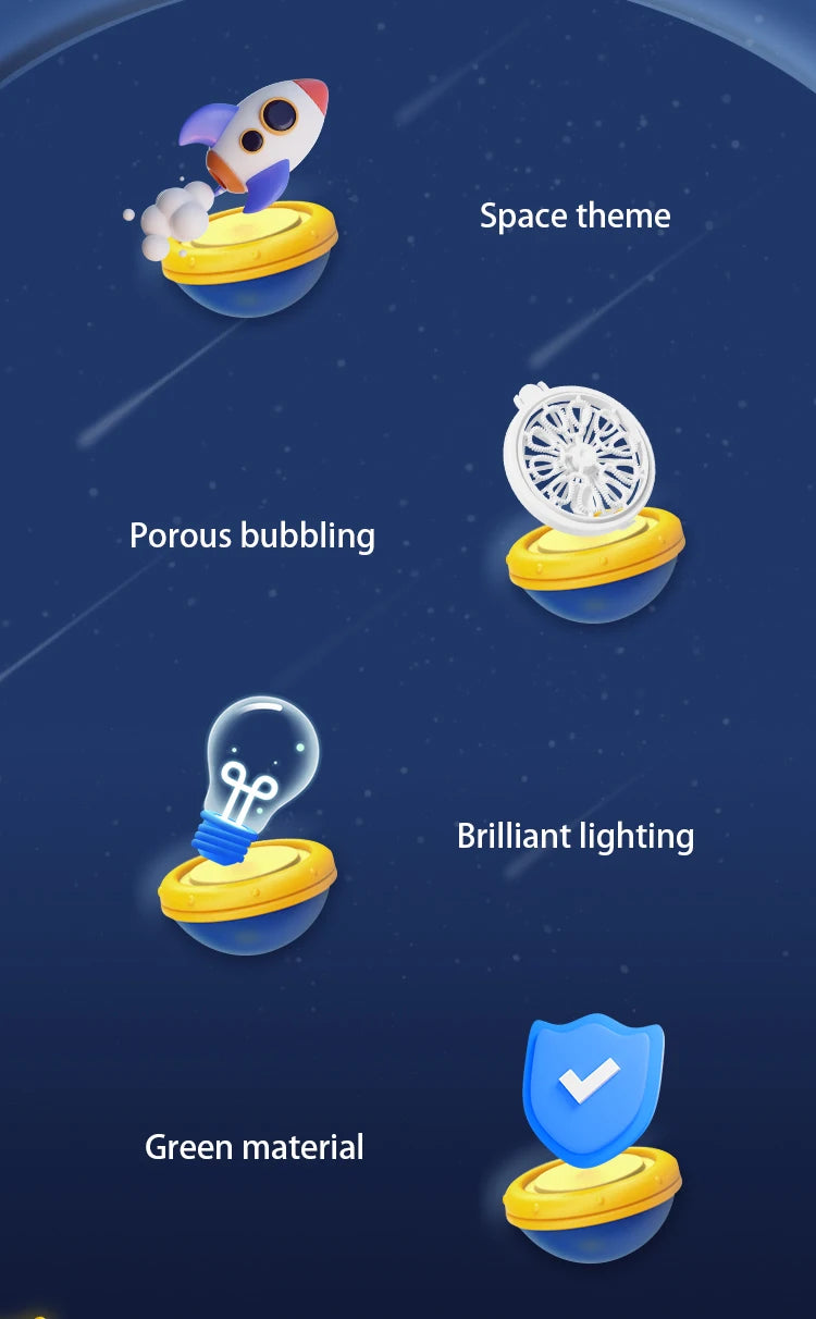 Space Astronauts Fully Automatic Bubble Gun Rocket Bubbles Machine Automatic Blower with Bubble Liquid Toy for Kids Bubble Gift