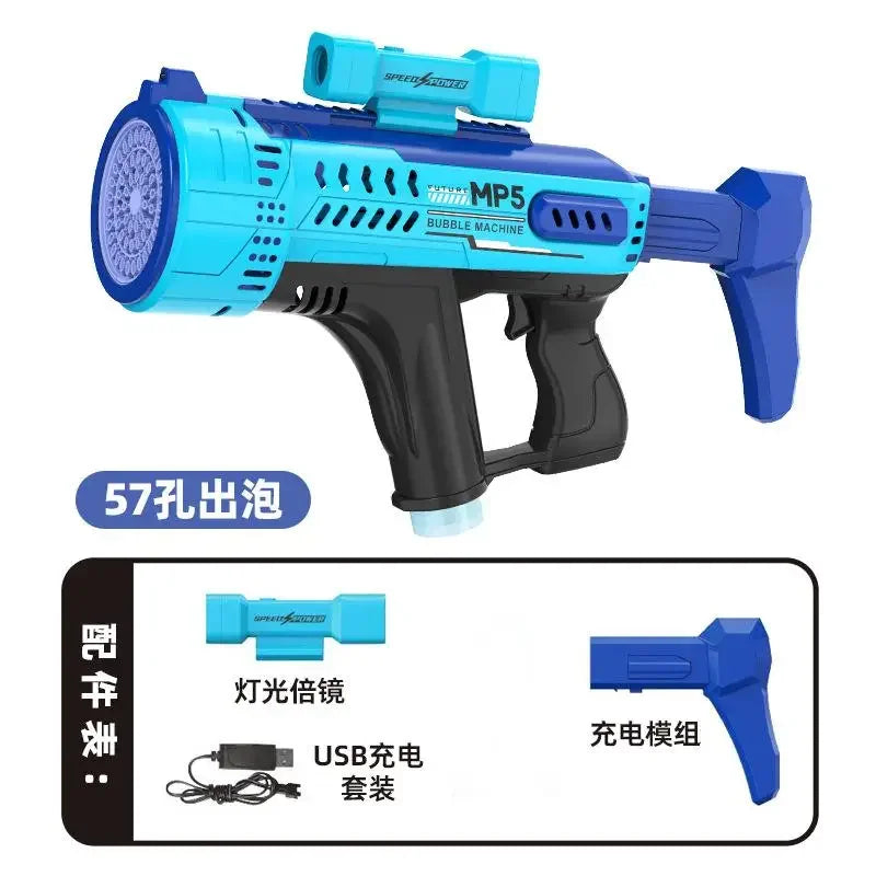 New fully automatic 57 hole new energy electric colorful light bubble gun children's outdoor interactive toy