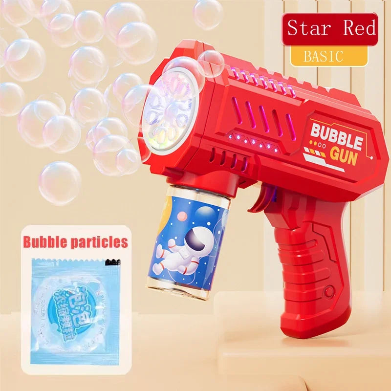 6-hole Dinosaur Bubble Machine Electric Bubble Gun with Light Fully Automatic Bubble Gun Automatic Soap Blower Outdoor Game Toy