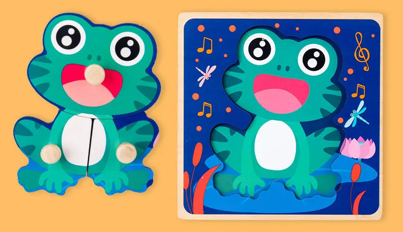 Baby Toys Montessori Wooden Puzzles Children Toys Hand Grab Board Animals Cognition Educational Learning Toys For Kids 1-3 Years