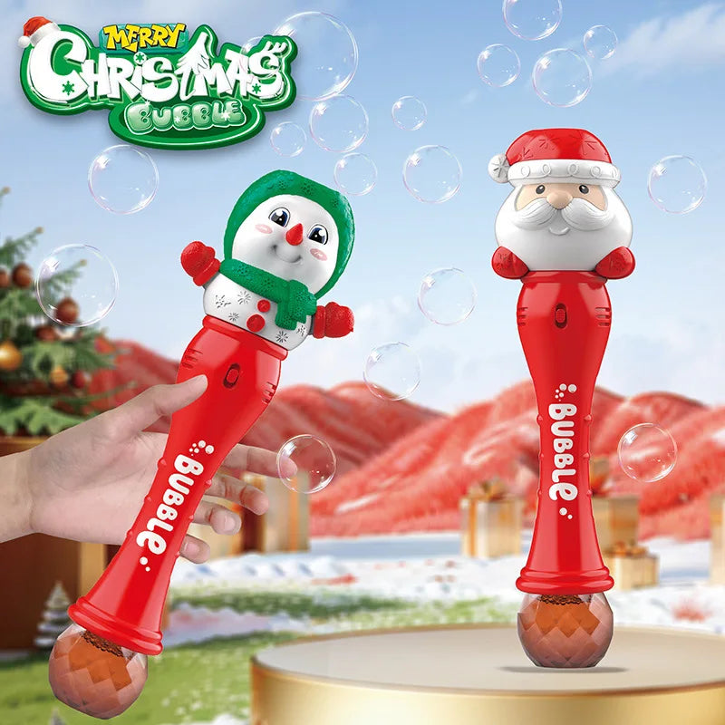 Christmas Fully Automatic Bubble Gun Toy Santa Claus Snowman Bubbles Stick Soap Bubbles Party Toy Kids Children's Birthdays Gift