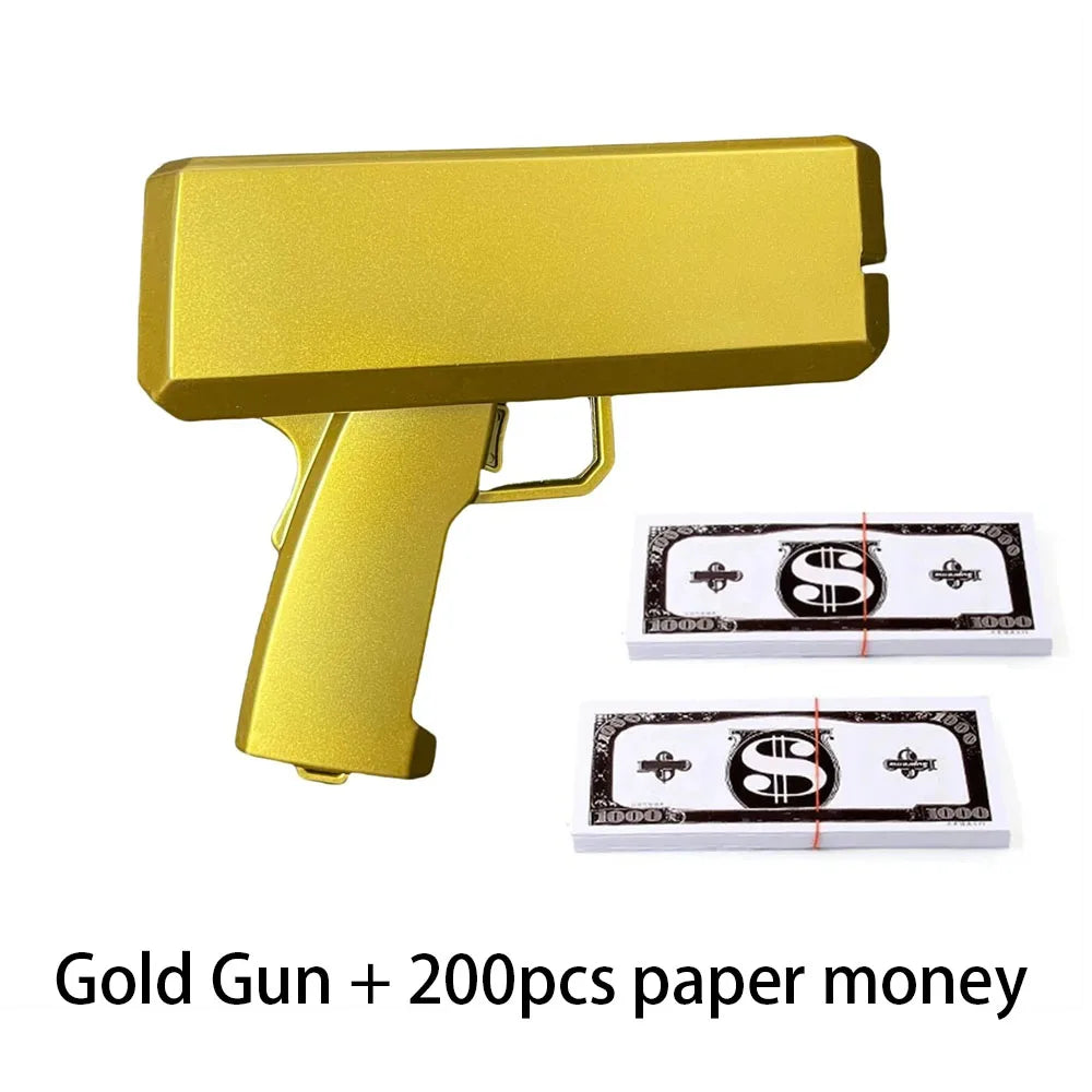 Money Shooter Gun That Look Real Fake Money Gun Shooter with Prop Money Handheld Spary Cash Gun for Game Movies Party Supplies