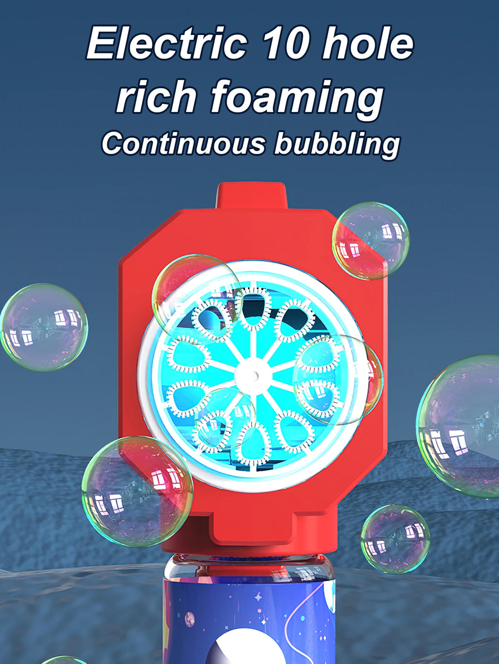 10 hole handheld fully automatic Gatling children's blowing bubble gun bubble machine without battery and bubble water