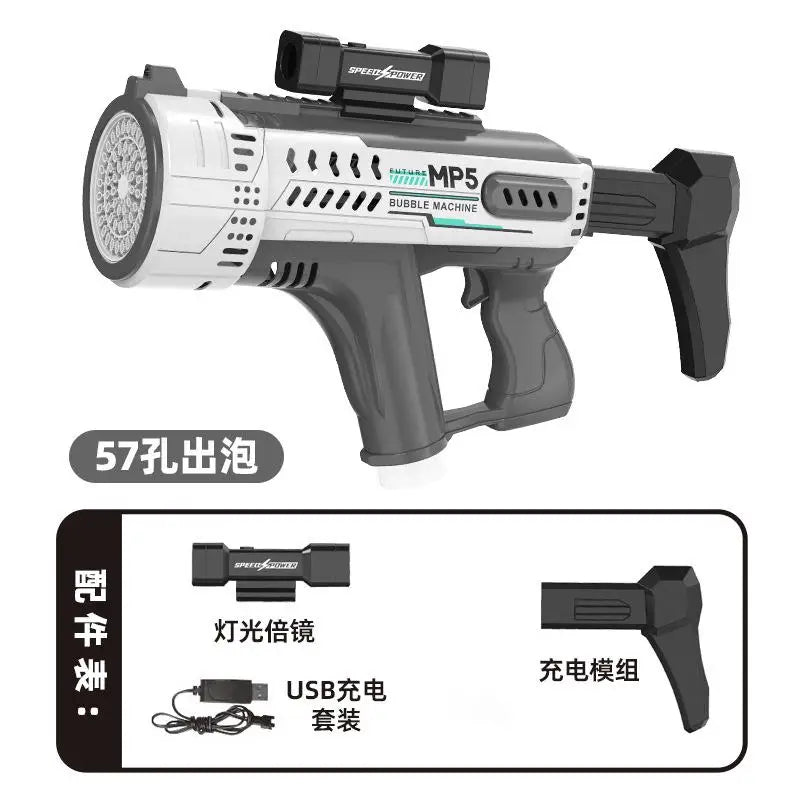 New fully automatic 57 hole new energy electric colorful light bubble gun children's outdoor interactive toy