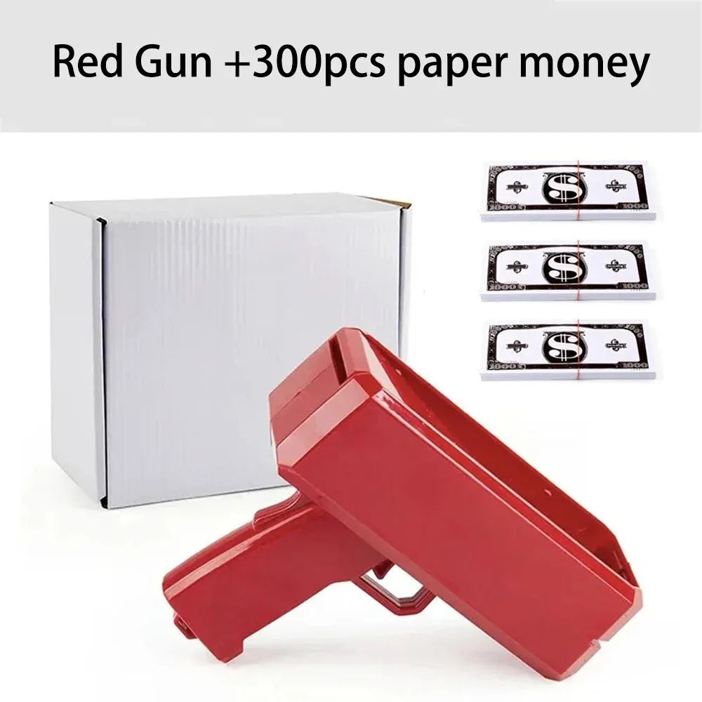 Money Shooter Gun That Look Real Fake Money Gun Shooter with Prop Money Handheld Spary Cash Gun for Game Movies Party Supplies