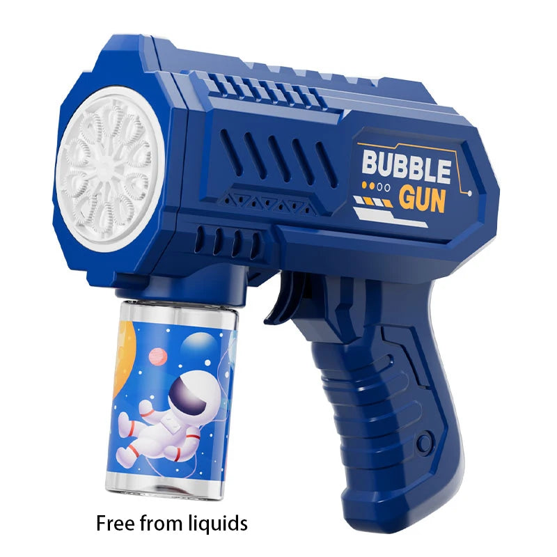 Space Astronauts Fully Automatic Bubble Gun Rocket Bubbles Machine Automatic Blower with Bubble Liquid Toy for Kids Bubble Gift